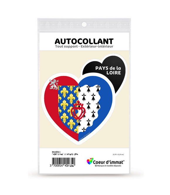 Pays de la Loire - Blason | Autocollant Coeur j'aime