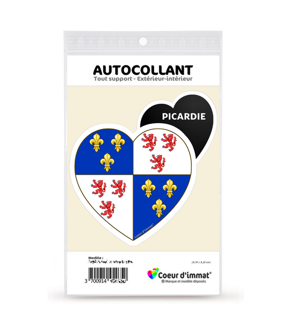 Picardie - Blason | Autocollant Coeur j'aime