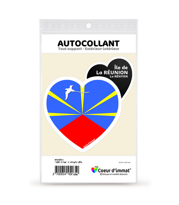 Réunion - Drapée | Autocollant Coeur j'aime