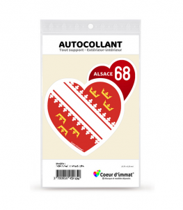 Alsace 68 - Drapée | Autocollant Coeur j'aime