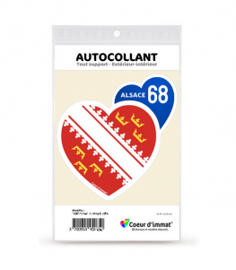 Alsace 68 - Drapée | Autocollant Coeur j'aime