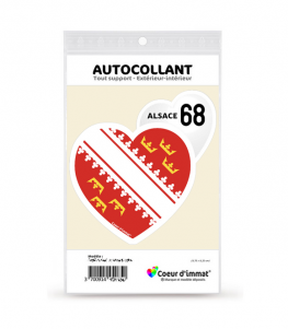 Alsace 68 - Drapée | Autocollant Coeur j'aime