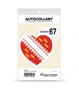 Alsace 67 - Drapée | Autocollant Coeur j'aime