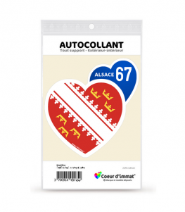 Alsace 67 - Drapée | Autocollant Coeur j'aime