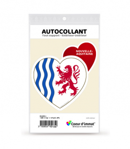 Nouvelle-Aquitaine - Drapée | Autocollant Coeur j'aime