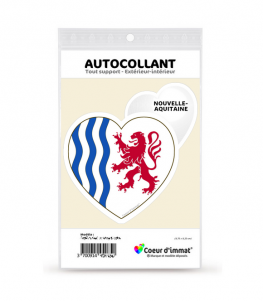 Nouvelle-Aquitaine - Drapée | Autocollant Coeur j'aime