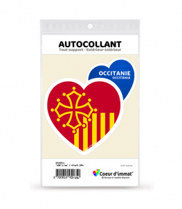 Occitanie - Drapée | Autocollant Coeur j'aime