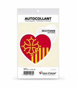 Occitanie - Drapée | Autocollant Coeur j'aime