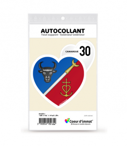 Camargue 30 - Blason | Autocollant Coeur j'aime