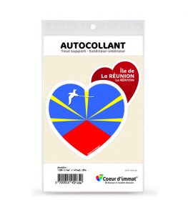 Réunion - Drapée | Autocollant Coeur j'aime