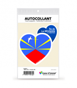 Réunion - Drapée | Autocollant Coeur j'aime