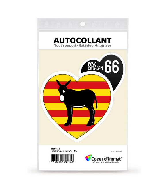 Pays Catalan 66 - Burro Drapé | Autocollant Coeur j'aime