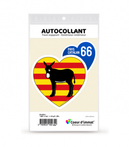 Pays Catalan 66 - Burro Drapé | Autocollant Coeur j'aime