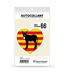 Pays Catalan 66 - Burro Drapé | Autocollant Coeur j'aime