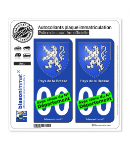 Pays de la Bresse - Armoiries | Autocollant plaque immatriculation