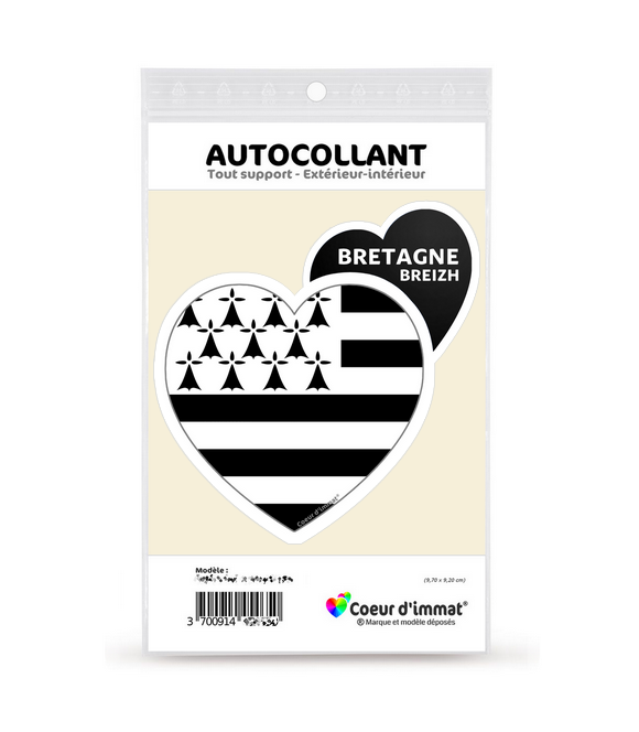 Bretagne - Drapée | Autocollant Coeur j'aime