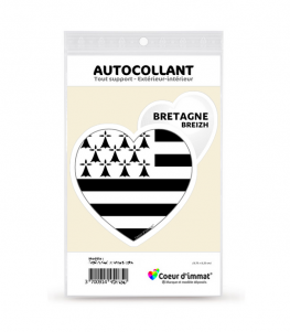 Bretagne - Drapée | Autocollant Coeur j'aime