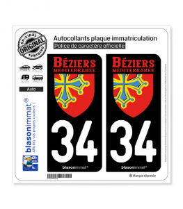 34 Béziers - Méditerranée | Autocollant plaque immatriculation
