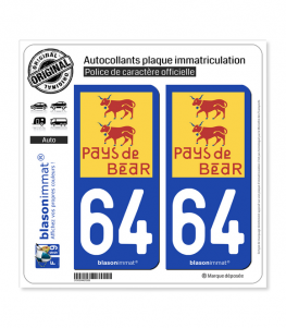 64 Béarn Pays | Autocollant plaque immatriculation