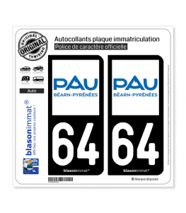 64 Pau - Ville | Autocollant plaque immatriculation