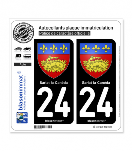 24 Sarlat-la-Canéda - Armoiries | Autocollant plaque immatriculation