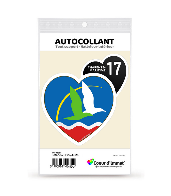 Charente-Maritime 17 - J'aime | Autocollant Coeur j'aime