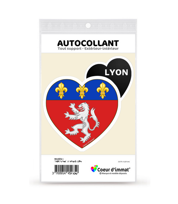 Lyon - Blason | Autocollant Coeur j'aime