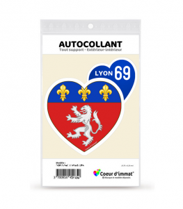 Lyon 69 - Blason | Autocollant Coeur j'aime