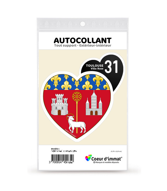 Toulouse 31 - Blason | Autocollant Coeur j'aime