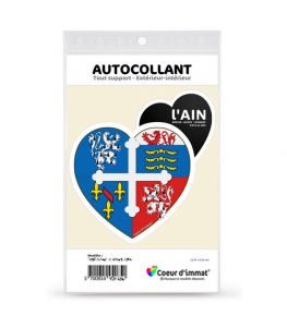 Ain - Blason | Autocollant Coeur j'aime