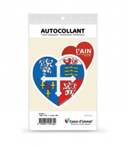 Ain - Blason | Autocollant Coeur j'aime