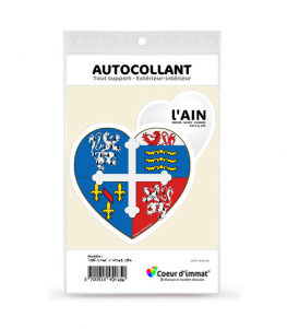 Ain - Blason | Autocollant Coeur j'aime