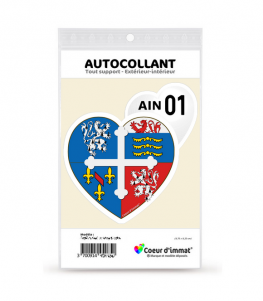 Ain 01 - Blason | Autocollant Coeur j'aime