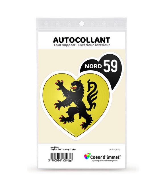 Nord 59 - Blason | Autocollant Coeur j'aime