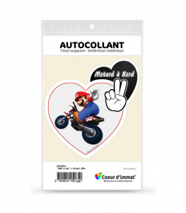 Motard à Bord - Mario | Autocollant Coeur j'aime