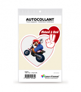 Motard à Bord - Mario | Autocollant Coeur j'aime