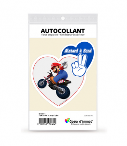 Motard à Bord - Mario | Autocollant Coeur j'aime