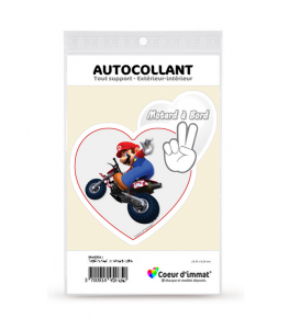 Motard à Bord - Mario | Autocollant Coeur j'aime