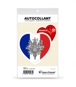 France - Armoiries Drapées | Autocollant Coeur j'aime