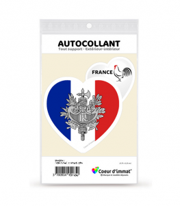 France - Armoiries Drapées | Autocollant Coeur j'aime