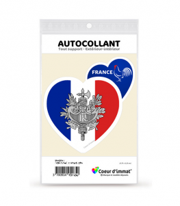 France - Armoiries Drapées | Autocollant Coeur j'aime