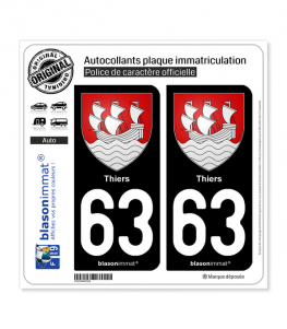 63 Thiers - Armoiries | Autocollant plaque immatriculation