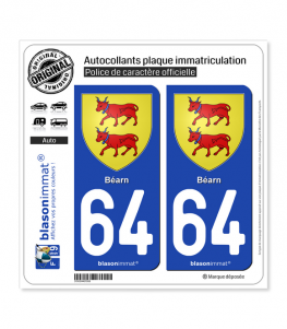 64 Béarn - Armoiries | Autocollant plaque immatriculation
