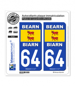 64 Béarn - Drapeau | Autocollant plaque immatriculation