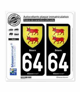 64 Béarn - Armoiries | Autocollant plaque immatriculation