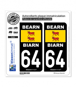64 Béarn - Drapeau | Autocollant plaque immatriculation