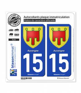 15 Auvergne - Armoiries | Autocollant plaque immatriculation