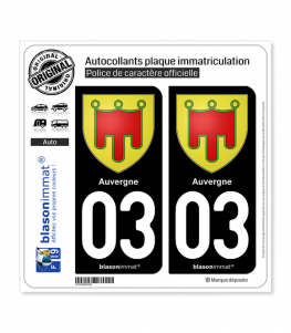 03 Auvergne - Armoiries | Autocollant plaque immatriculation