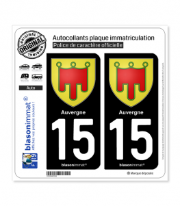 15 Auvergne - Armoiries | Autocollant plaque immatriculation
