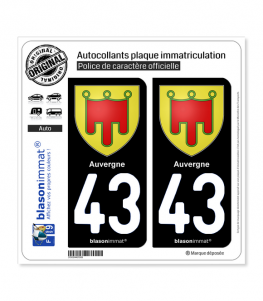43 Auvergne - Armoiries | Autocollant plaque immatriculation